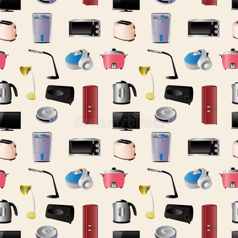 Household appliances seamless pattern