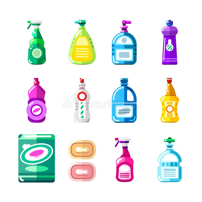 Household Set And Cleaning Supplies Icons Cartoon Vector Illustration With  Cleaning Products Household Chemicals And Goods For Home Vector Stock  Illustration - Download Image Now - iStock