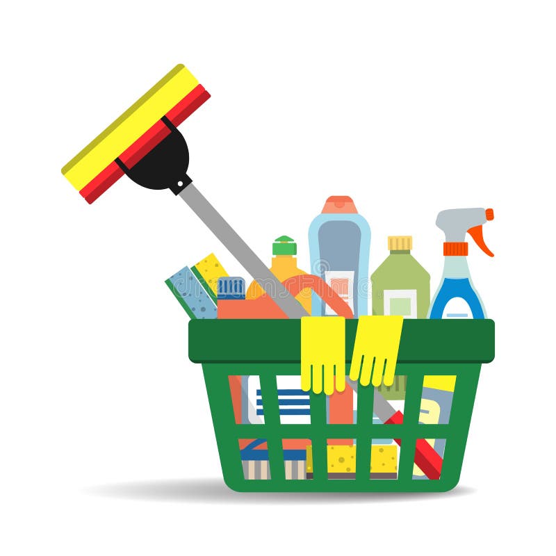 Cleaning Products Basket Stock Illustrations – 455 Cleaning