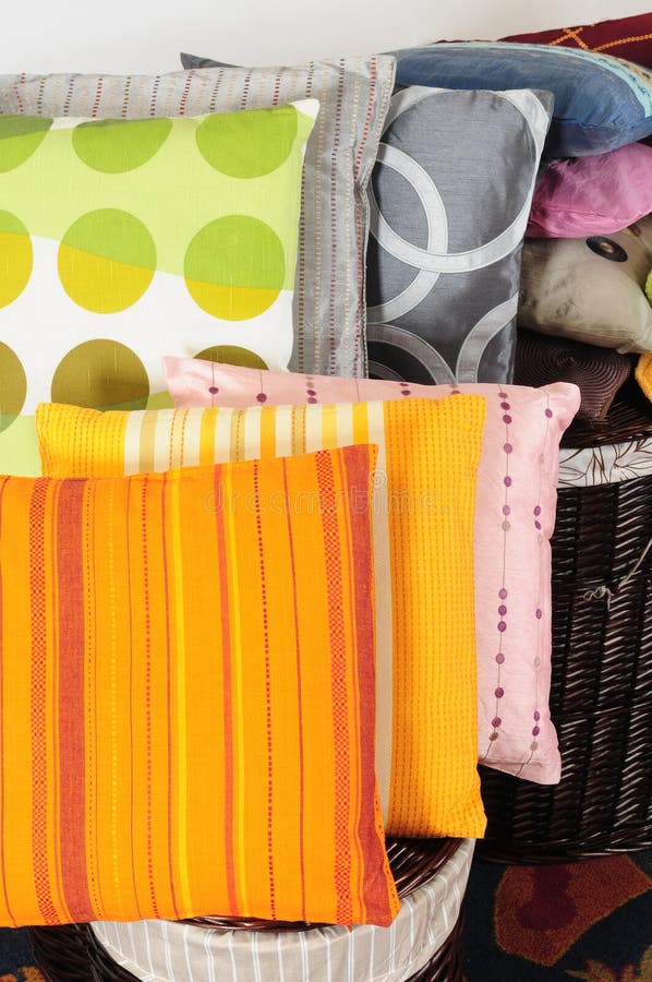 Household Decoration Objects. Stock Photo Image of cushion, orange