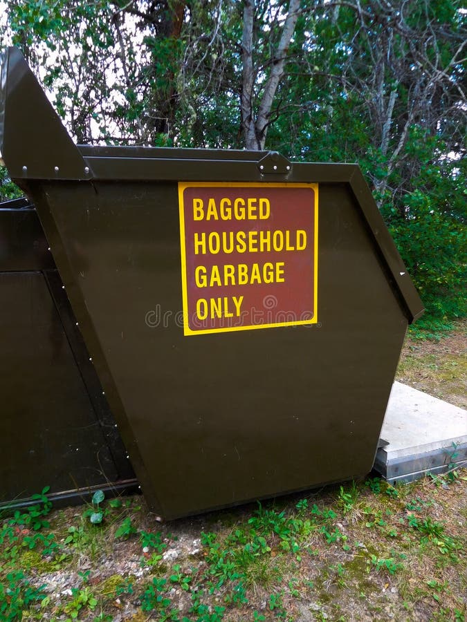 Household Garbage only Dumpster in Campground Stock Photo Image of