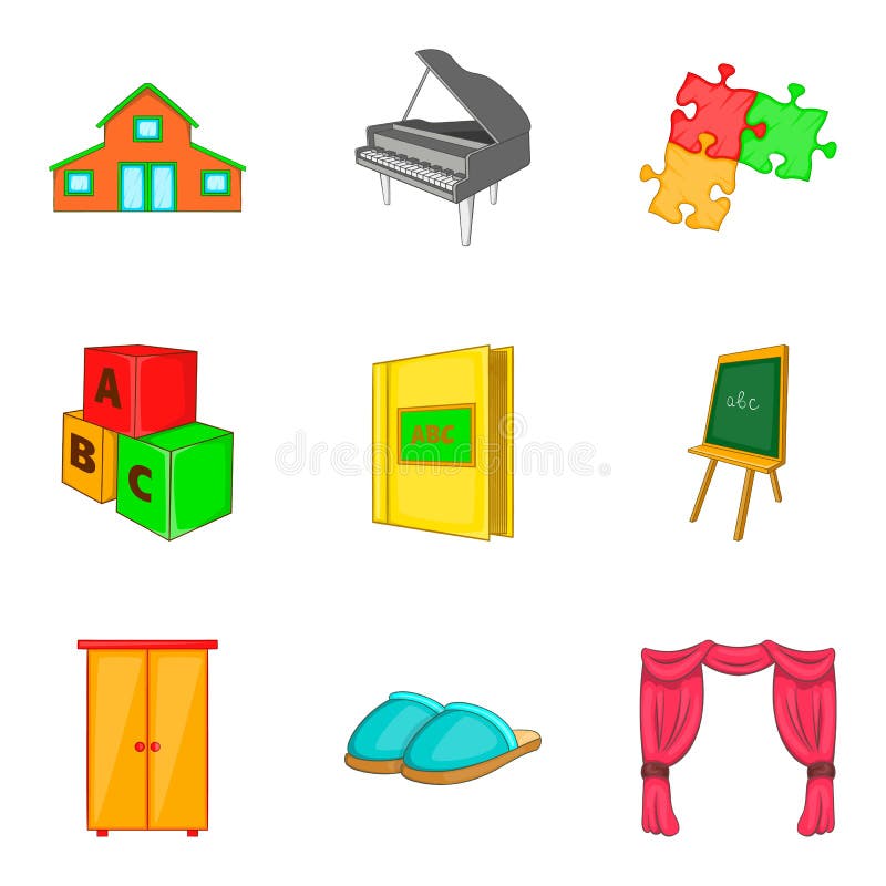 House things icons set cartoon style Royalty Free Vector