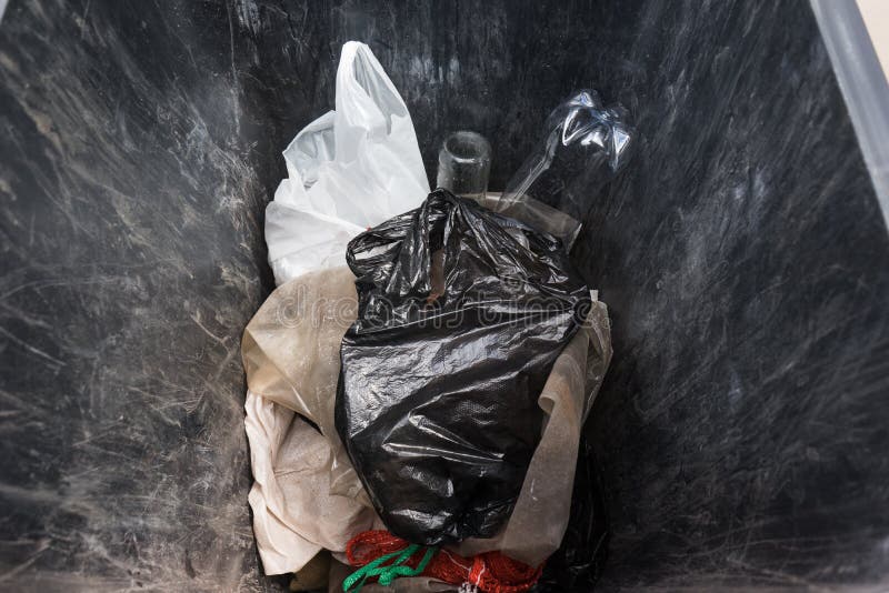 Household Trash Inside an Open Trash Can Stock Image Image of trash