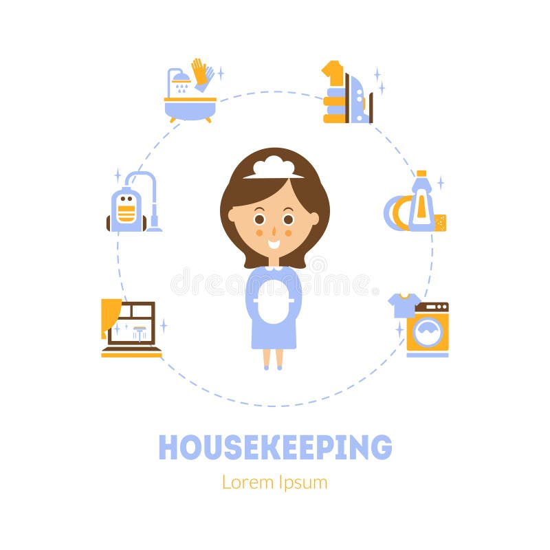 Housekeeping sztandaru szablon, gosposi usługa, Czyści agencja, gospodarstwo domowe obowiązków wektoru ilustracja ilustracji Housekeeping sztandaru szablon, gosposi usługa, Czyści agencja, gospodarstwo domowe obowiązków wektoru ilustracja ilustracji
