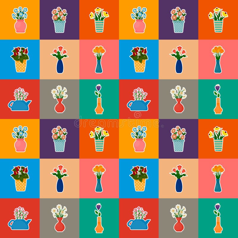 Houseplants στο άνευ ραφής σχέδιο δοχείων διανυσματική απεικόνιση Houseplants στο άνευ ραφής σχέδιο δοχείων διανυσματική απεικόνιση