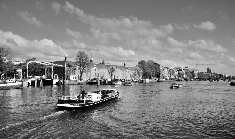 Houses and Boats on Amsterdam Canal