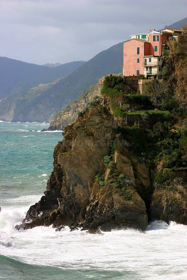 Houses in Cinque Terre on Cliff Stock Photo Image of rocks, italy