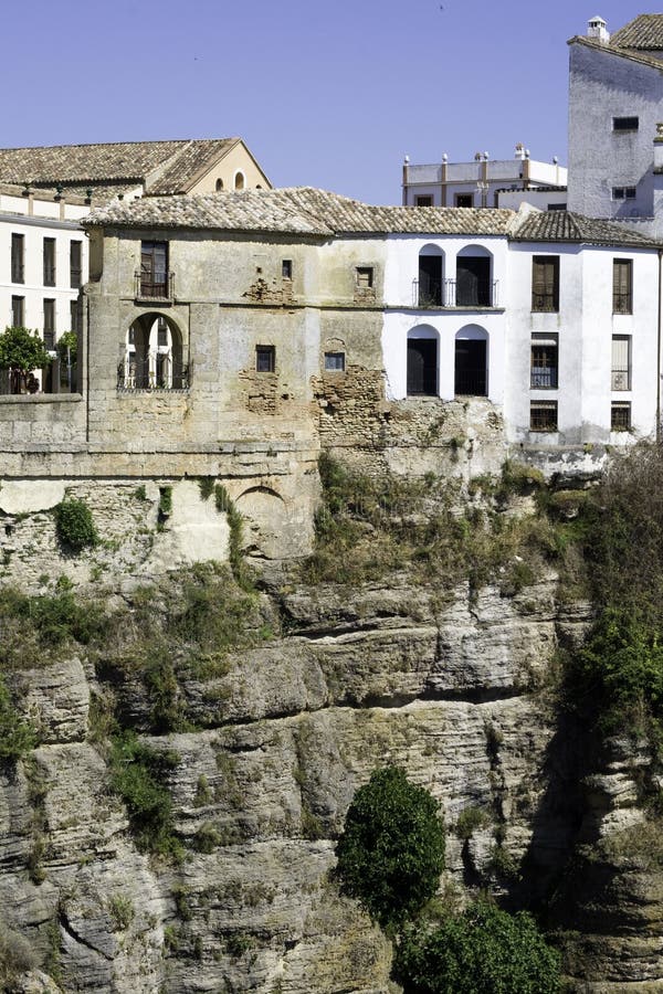 Houses on Cliff in Ronda, Spain Stock Image Image of building, cliff