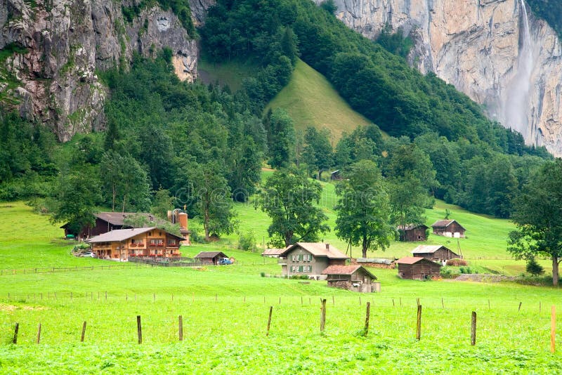 Houses close to a Steep Rocky Mountain