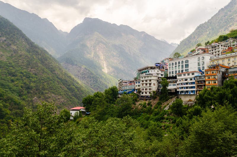 Houses on the mountain slopes. Zhangmu