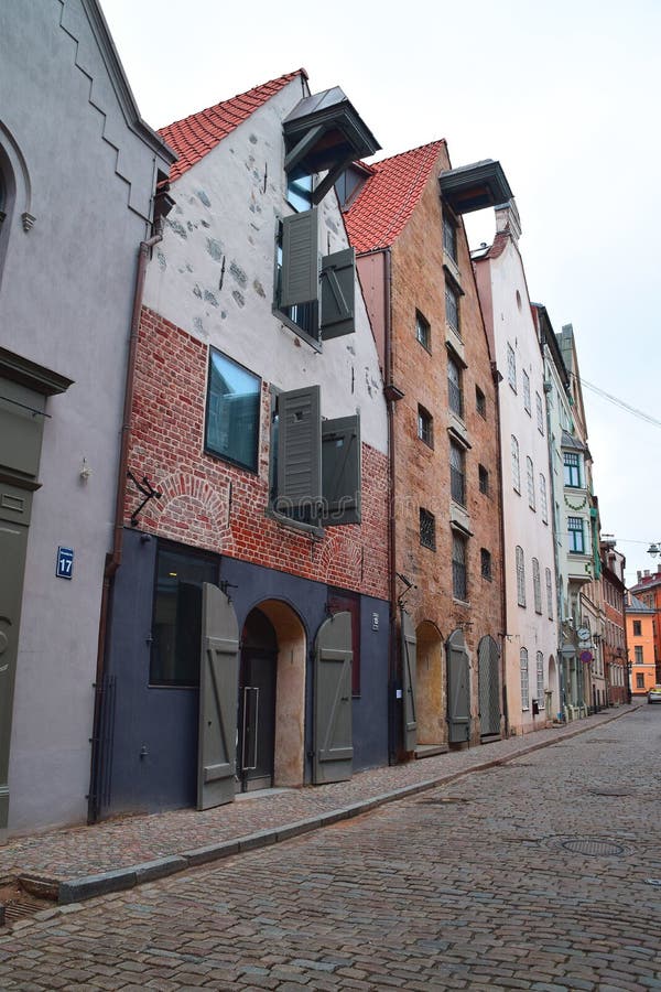 Houses in old town, Riga stock image. Image of clouds 91103311