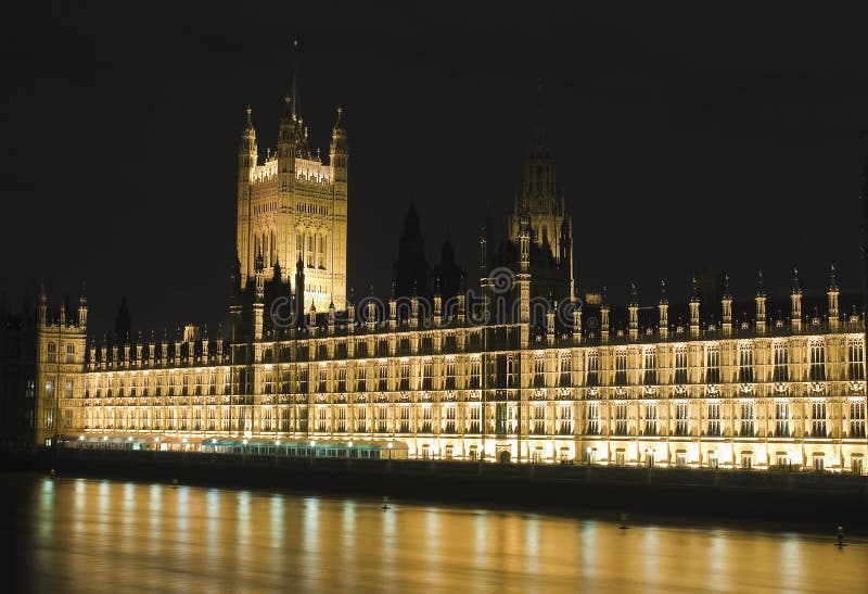 The Houses of Parliament illuminated at night