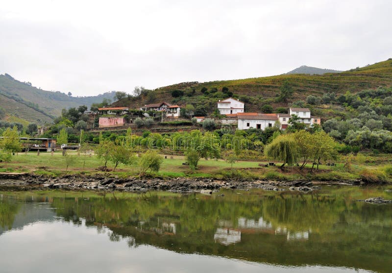Houses reflected in water - Douro river royalty free stock photography Houses reflected in water - Douro river royalty free stock photography