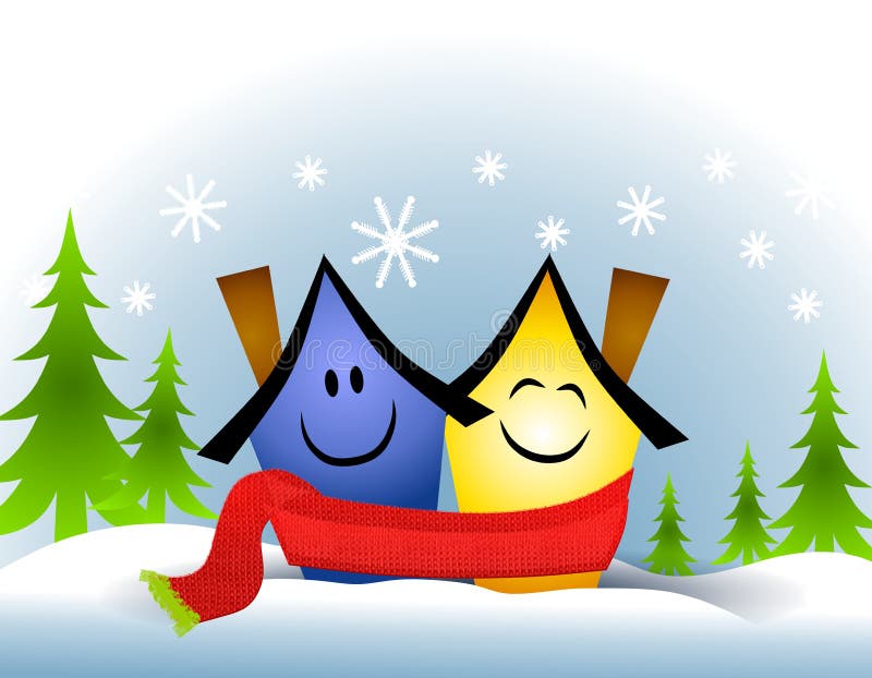 Houses Sharing A Scarf Hugging royalty free illustration
