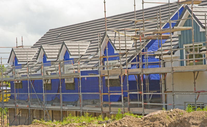 Houses under construction with thermal lagging.