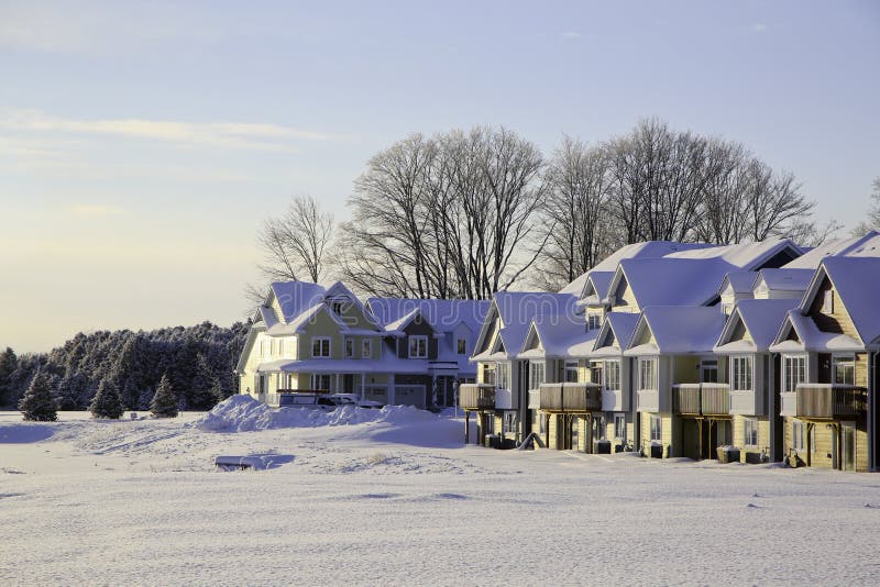 Houses in Winter stock image. Image of cold, wasagabeach 37023535