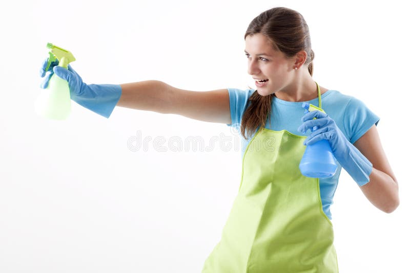 Housewife Ready To Fight With Spray Bottle