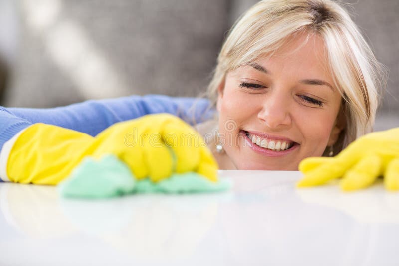 Housewife worthy cleans table