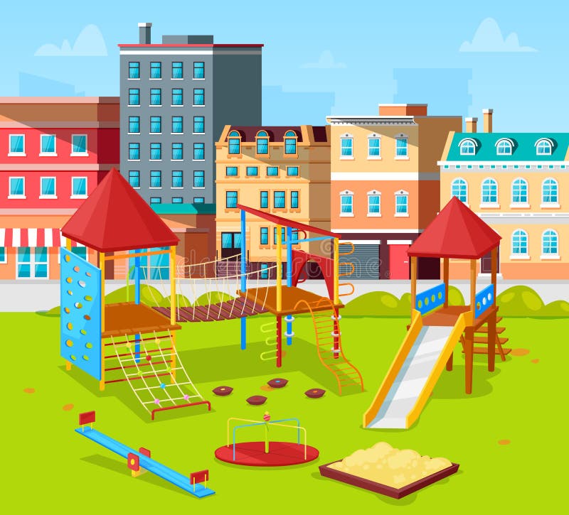 Playground In City Park Construction For Kids Stock Vector