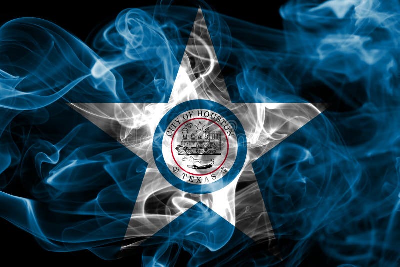 Houston city smoke flag, Texas State, United States Of America stock photo Houston city smoke flag, Texas State, United States Of America stock photo