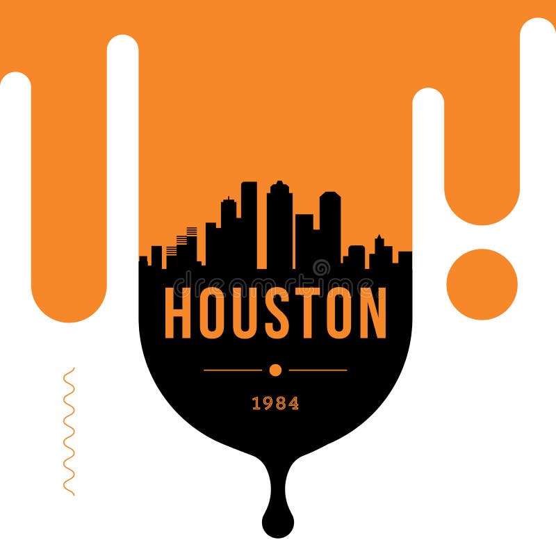 Houston Modern  Banner Design with Vector Skyline Stock Illustration