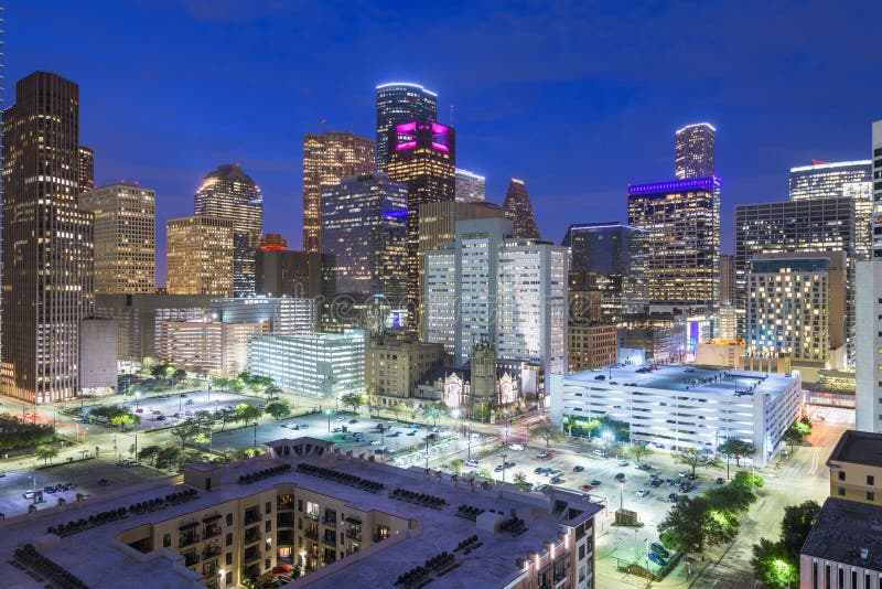 Skyline Da Cidade De Houston Texas USA Foto de Stock Editorial