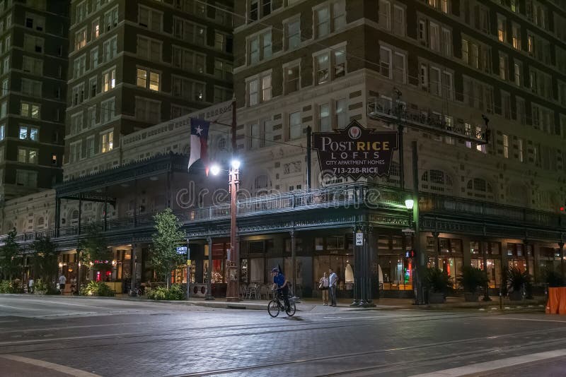 Houston, TX/USA - circa July 2013: Streets of Downtown Houston, Texas by night