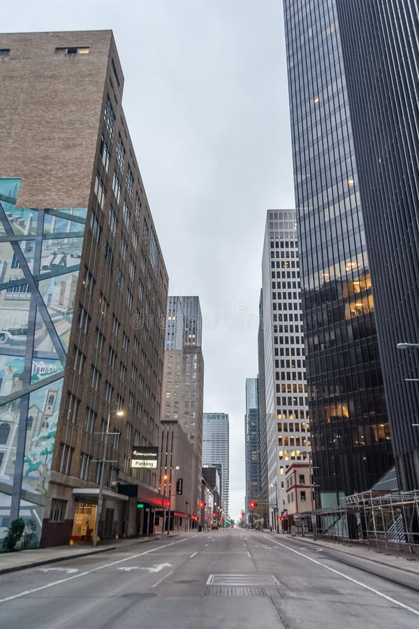 Houston, TX/USA - circa October 2015: Streets and Skyscrapers of Downtown Houston, Texas