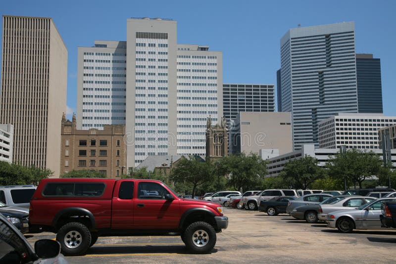 Houston vom Parkplatz stockbilder Houston vom Parkplatz stockbilder