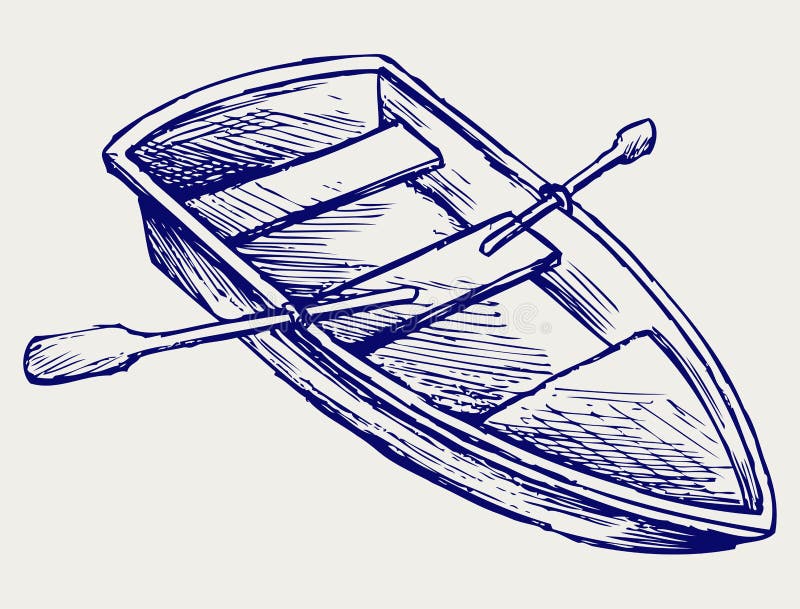 Worstelen vis Uil Houten boot met peddels vector illustratie. Illustration of samenvatting -  28253427