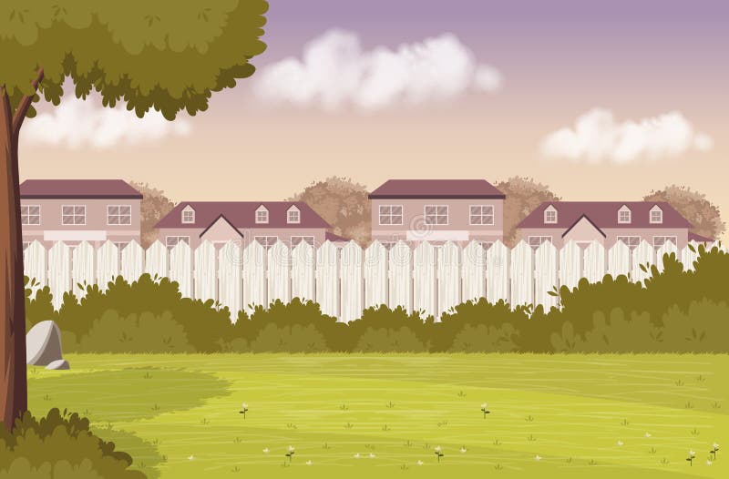 Houten omheining op de binnenplaats van een kleurrijk huis in voorstadbuurt royalty-vrije illustratie Houten omheining op de binnenplaats van een kleurrijk huis in voorstadbuurt royalty-vrije illustratie