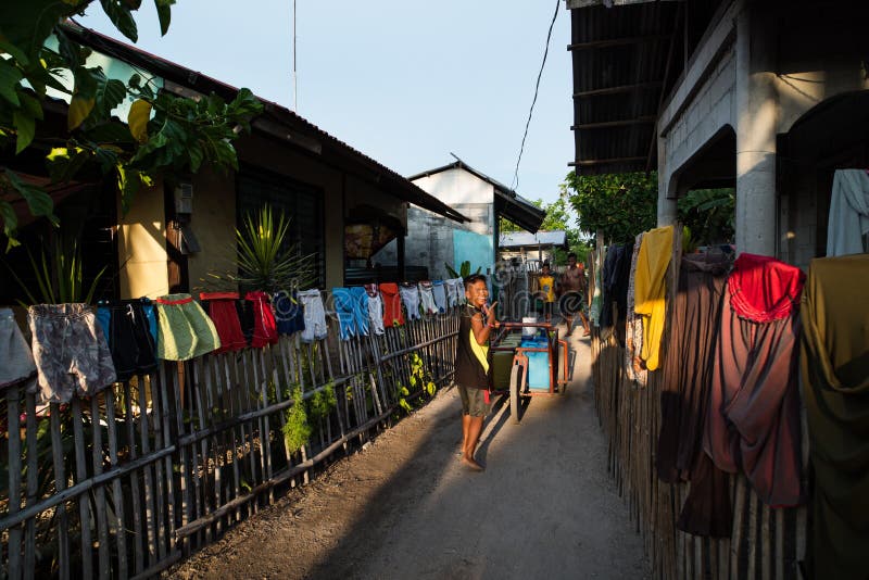 Houten straatmuren in naam van malapascua royalty-vrije stock fotografie Houten straatmuren in naam van malapascua royalty-vrije stock fotografie