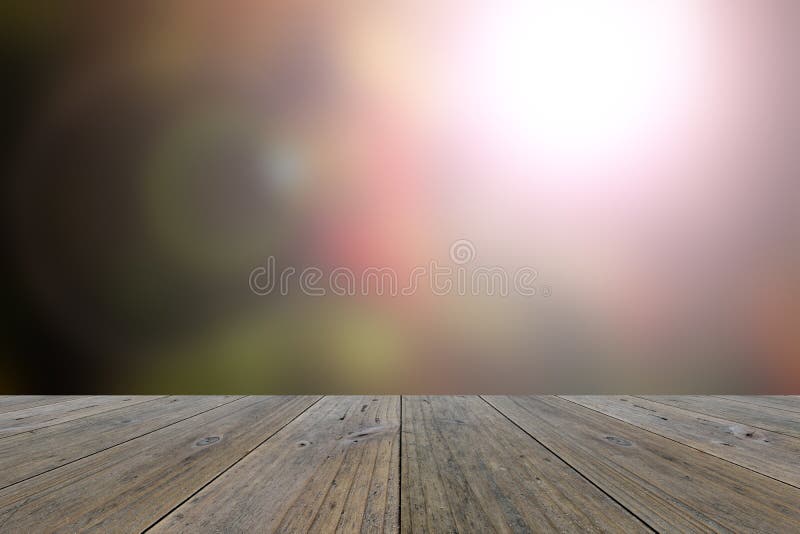 Houten terras en Samenvatting vage aardachtergrond royalty-vrije stock foto Houten terras en Samenvatting vage aardachtergrond royalty-vrije stock foto