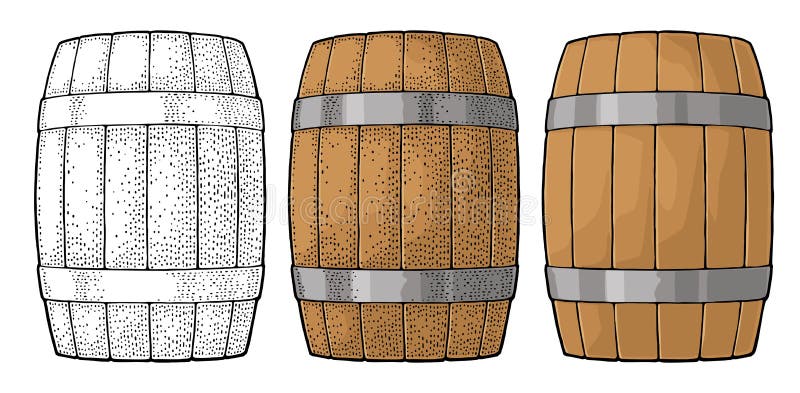 Houten vat met metaalhoepels die vectorillustratie graveren vector illustratie Houten vat met metaalhoepels die vectorillustratie graveren vector illustratie