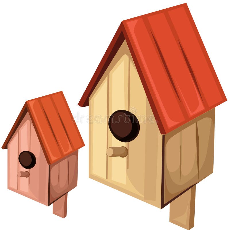 Houten vogelhuis op een witte achtergrond Vector stock illustratie Houten vogelhuis op een witte achtergrond Vector stock illustratie