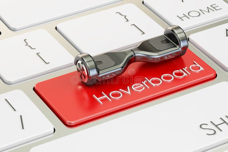 Hoverboard-Knopf auf Computertastatur, Wiedergabe 3D stock abbildung