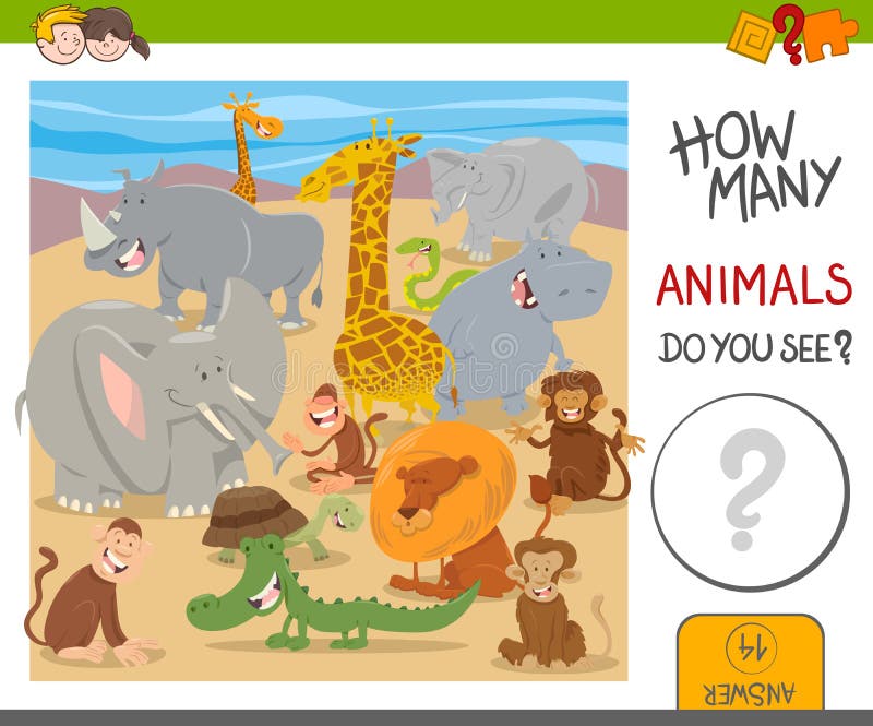 How Many Animals Game for Kids Stock Vector - Illustration of group,  cartoon: 91179206