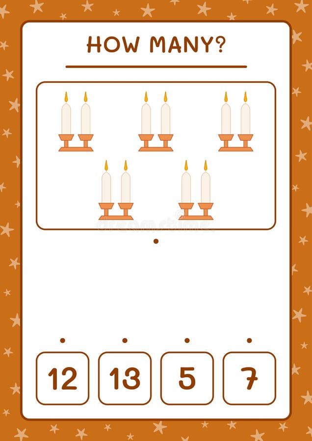 How Many Christmas Candle, Game for Children. Vector Illustration Stock