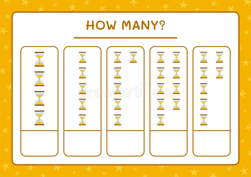 How Many Hourglass, Game for Children. Vector Illustration Stock Vector