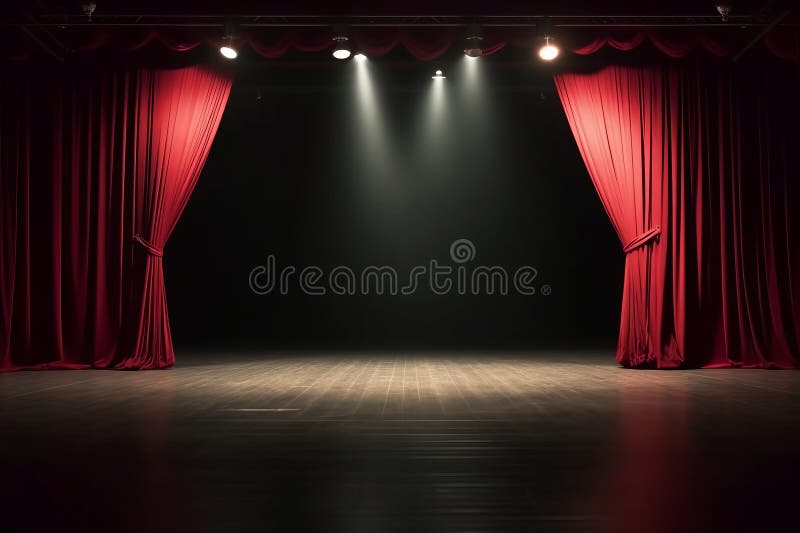 How Stage with Red Curtains are Opening with Spotlight Performance