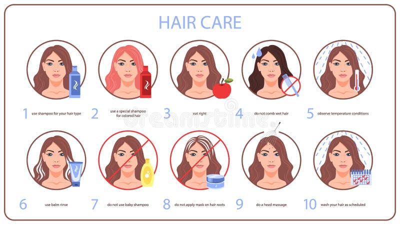 How To Care for Your Hair Tips for Woman with Long Hair Stock Vector - Illustration of health, iron: 157557872 How To Care for Your Hair Tips for Woman with Long Hair Stock Vector - Illustration of health, iron: 157557872