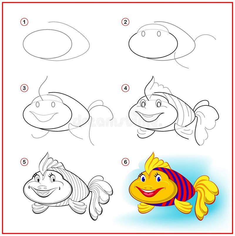 How To Draw Cute Toy Fish. Educational Page for Children. Creation Step by  Step Animal Illustration Stock Vector - Illustration of online, artwork:  197828625