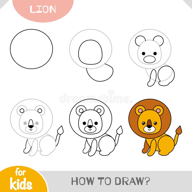 Page Shows How To Learn To Draw Step by Step Cute Little Toy Lion