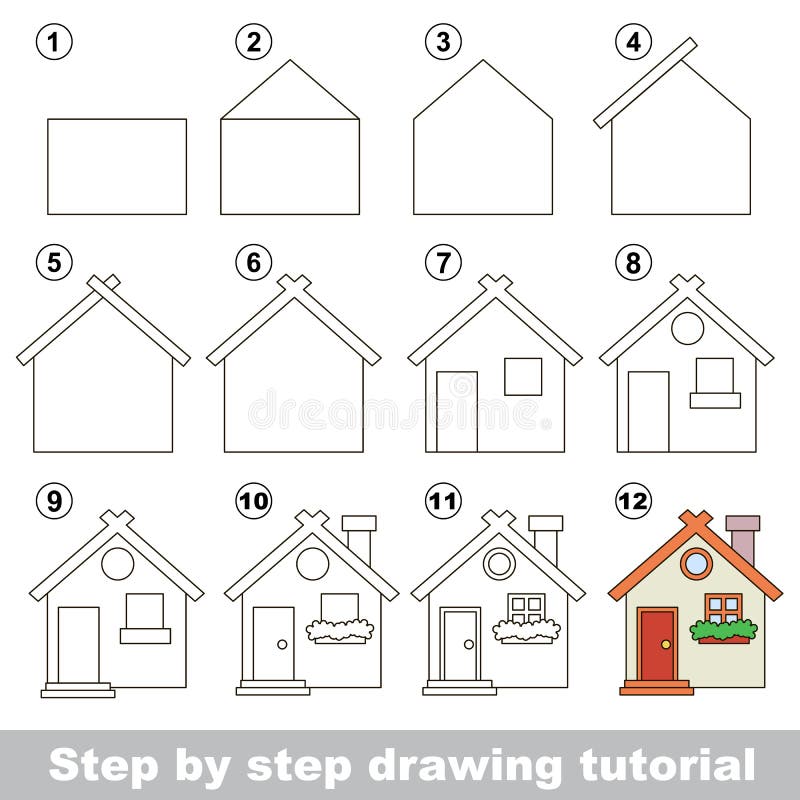 Premium Vector | Child drawing house with garden illustration design