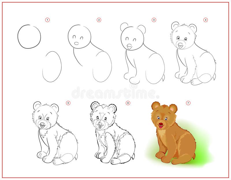 Page shows how to learn draw step cute Royalty Free Vector