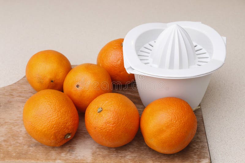 How to make a fresh orange juice. Step by step, tutorial royalty free stock photo