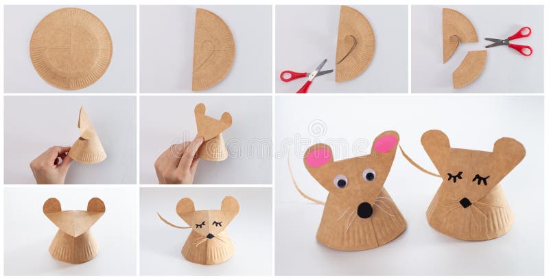 How to make a paper plate mouse craft stock image