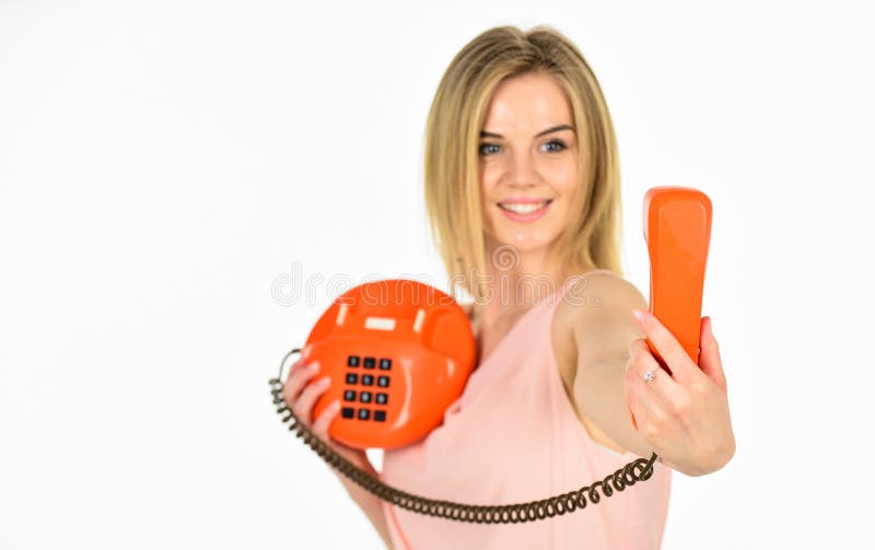How to make selfie here. Stereotypes about blondes. Playful interlocutor. Administrator answers phone. Old fashioned. Secretary. Outdated gadgets. Adorable royalty free stock image How to make selfie here. Stereotypes about blondes. Playful interlocutor. Administrator answers phone. Old fashioned. Secretary. Outdated gadgets. Adorable royalty free stock image