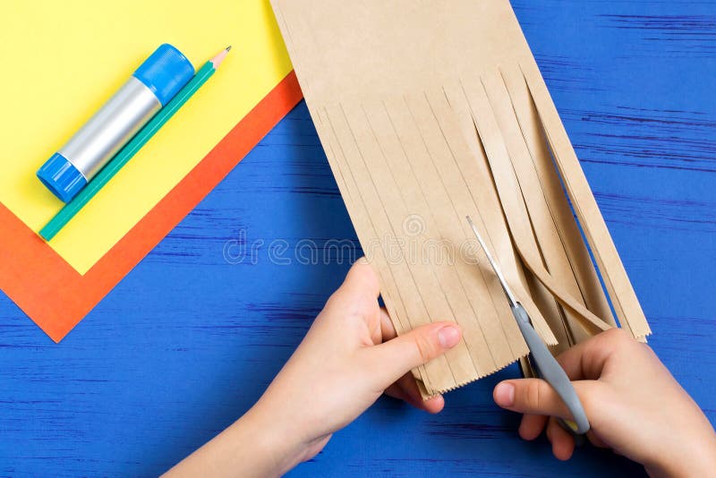 How to make together with child autumn tree. Step 3 royalty free stock photos