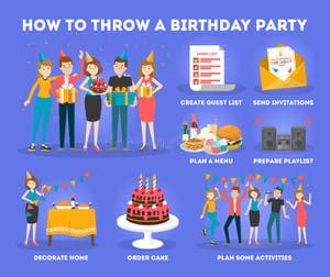 How To Organise Birthday Party Choose Food Music Stock Vector 